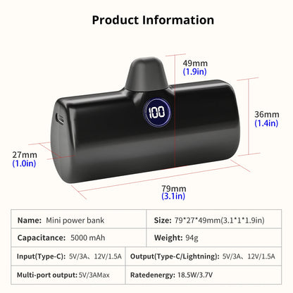 Portable Charger Power Bank Fast Charging for Iphone Samsung Xiaomi Honor Built-In Cable Type C Lightning External Battery