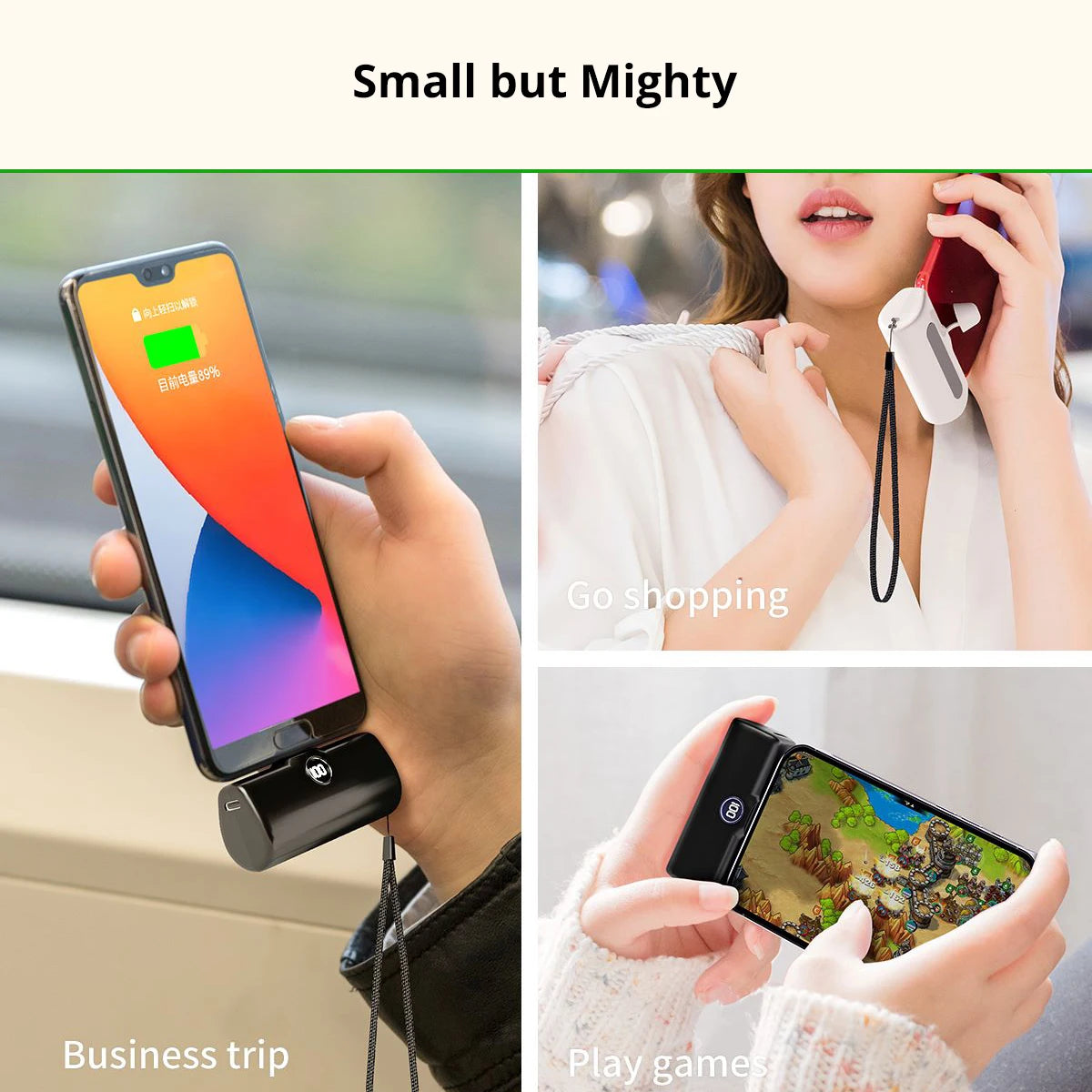 Portable Charger Power Bank Fast Charging for Iphone Samsung Xiaomi Honor Built-In Cable Type C Lightning External Battery